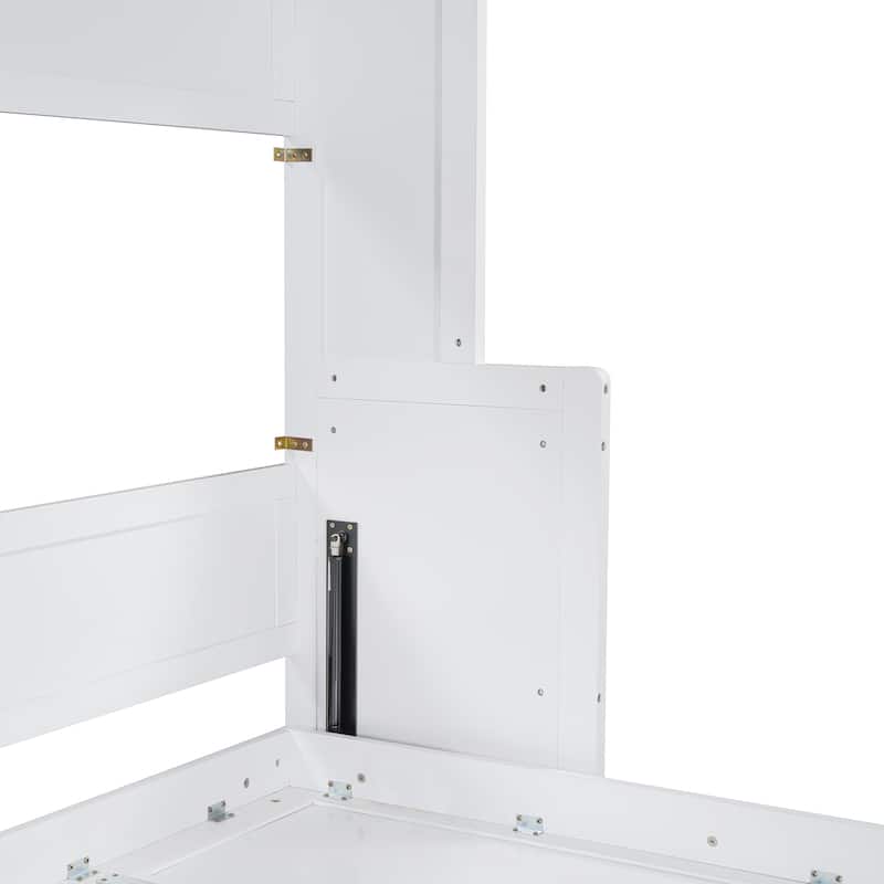Full Size Horizontal Murphy Bed with Desk, Murphy Bed Cabinet with Storage, Space-Saving Folding Wall Bed Frame for Bedroom