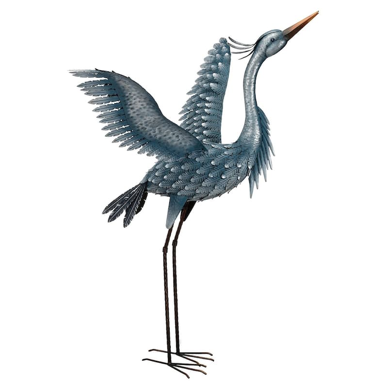 Metallic Blue Heron - Wings Up - 24.5"X38.5"X47"