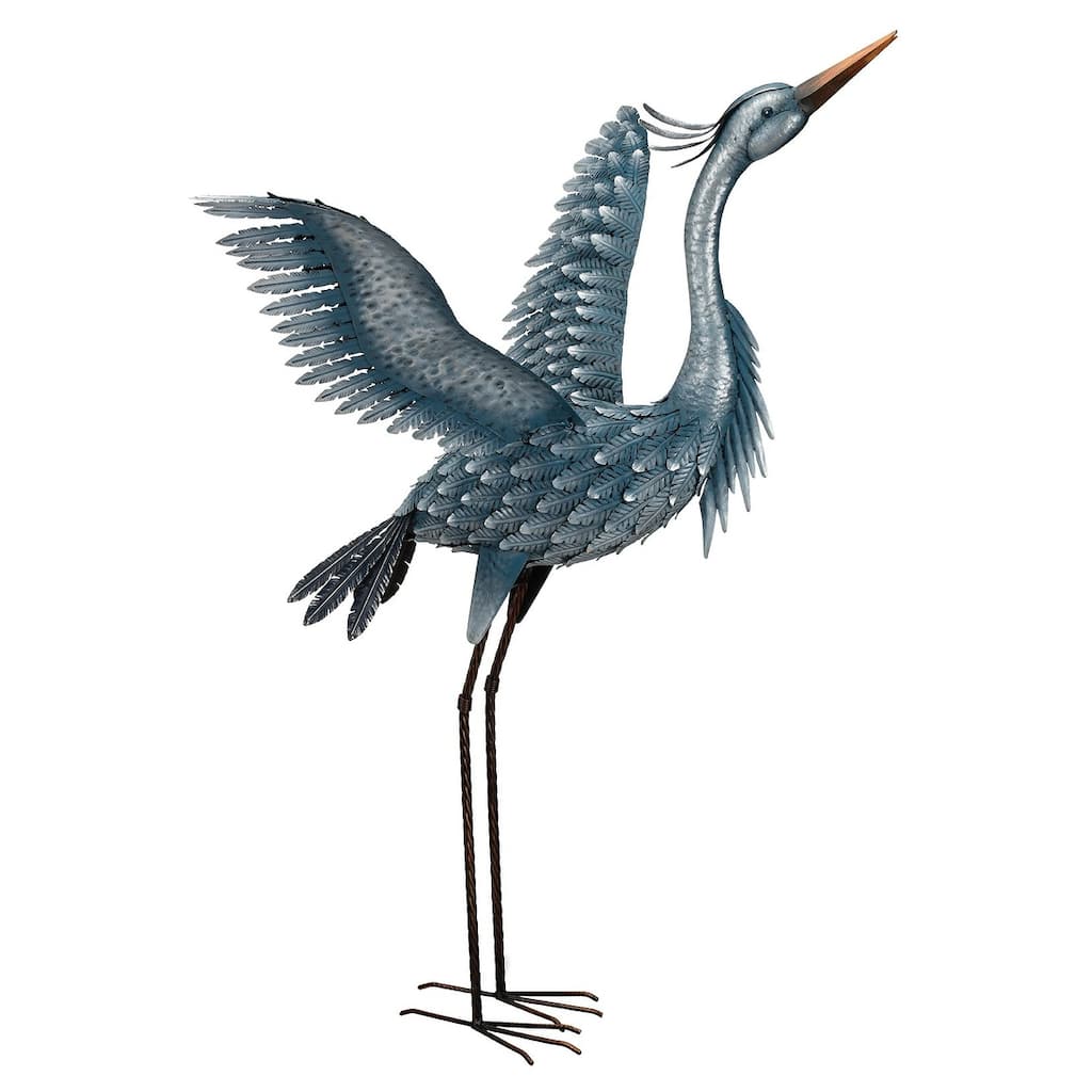 Metallic Blue Heron - Wings Up - 24.5"X38.5"X47"