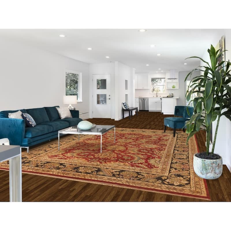 All-Over Floral Agra Oriental Area Rug Hand-Knotted Wool Carpet - 9'0" x 11'9"