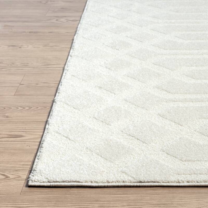 Abani Cozy COZ100A Modern Geometric Cream Neutral Diamond Pattern Area Rug