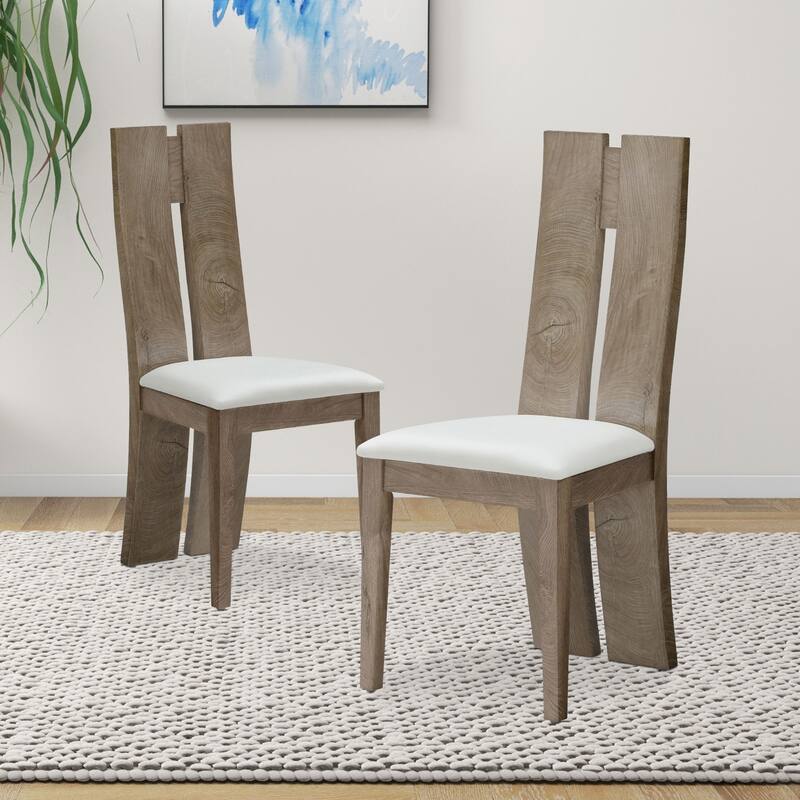 Set of 2 PU Upholstered Armless High Back Dining Chairs