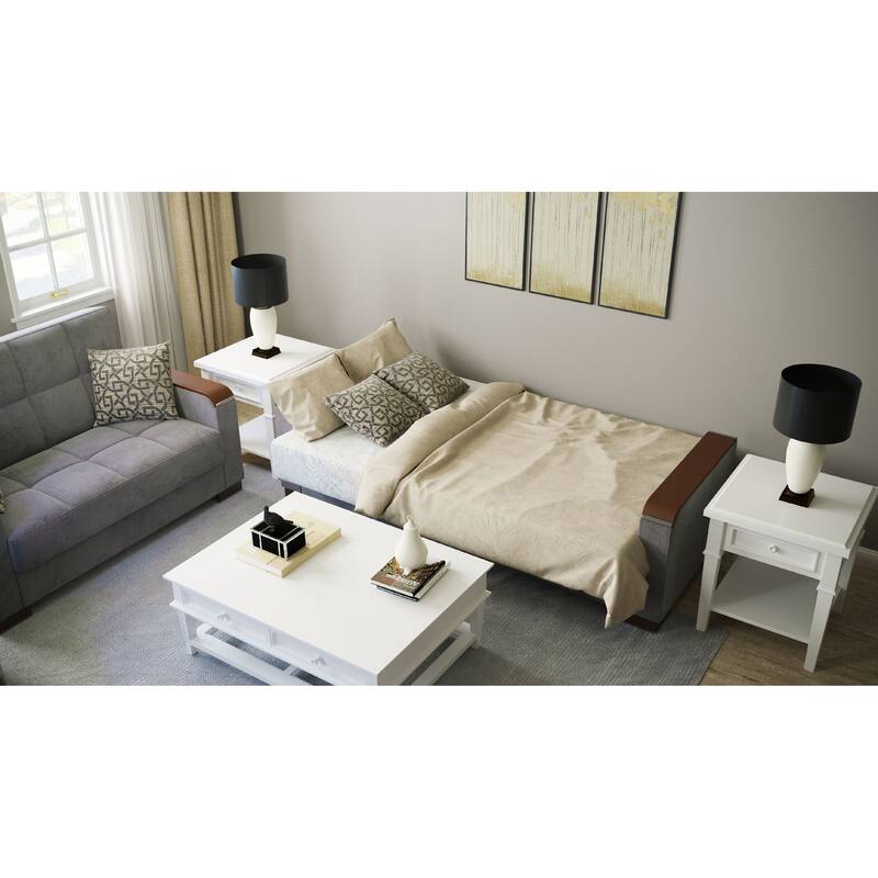 Collection Upholstered Convertible Loveseat With Storage