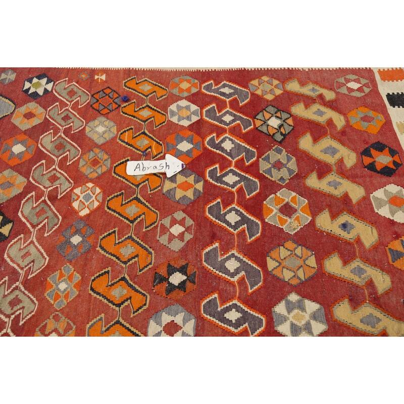 Vegetable Dye Kilim Qashqai Persian Antique Wool Carpet - 5'1"x 8'8"