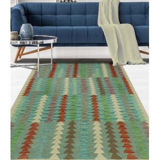 Hand-Woven Sangat Kilim Turna Lt. Blue/Purple Rug - 3'5" x 4'10"