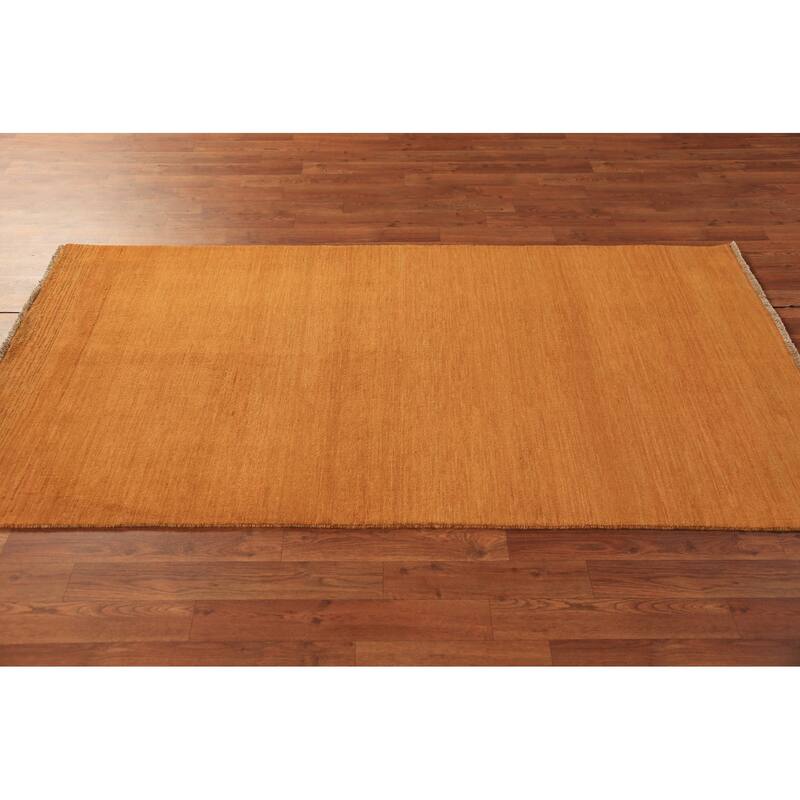Rust Gabbeh Oriental Runner Rug Hand-Knotted Wool Carpet - 3'5" x 6'6"