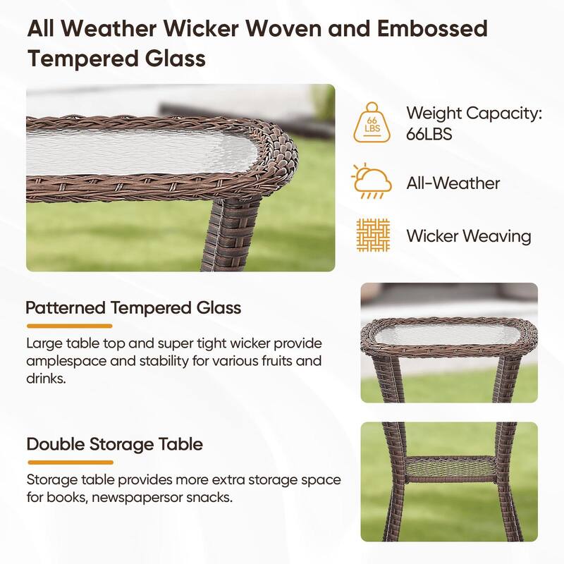 Pocassy Wicker Sofa Chair Set for Garden