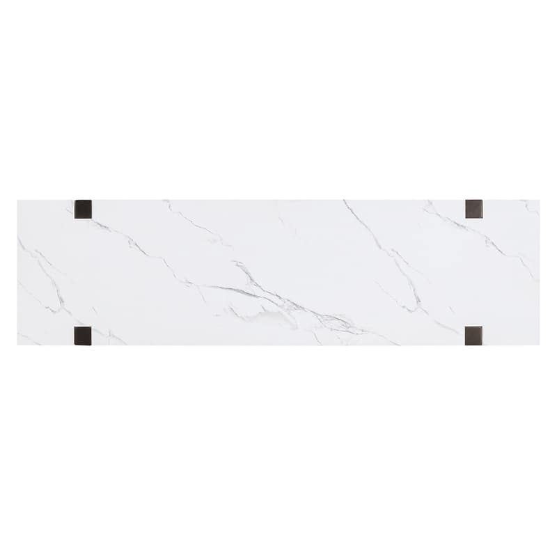 Retro Elegant Console Table with Marble-Effect Top & Versatile Storage
