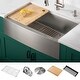 preview thumbnail 1 of 100, KRAUS Kore Workstation Farmhouse Apron Stainless Steel Kitchen Sink 29 7/8" L x 20 1/4" W (KWF210-30) - Stainless Steel