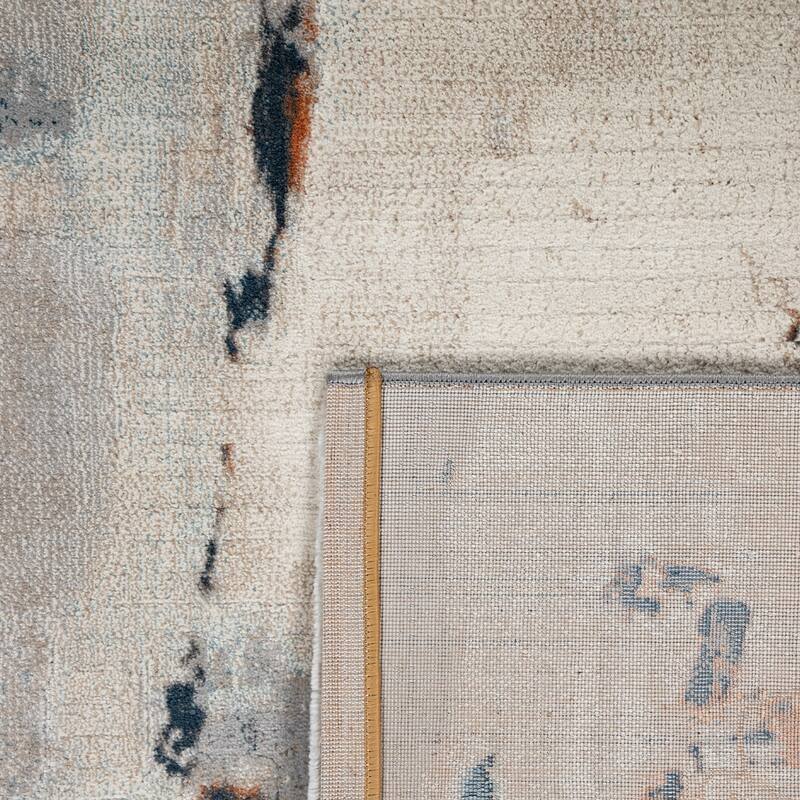 Modern Area Rug for Living-Room Abstract Design in cream orange blue