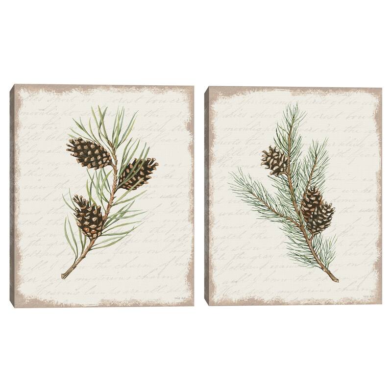 Pine Cone Botanical I, Pine Cone Botanical II Canvas Art Prints