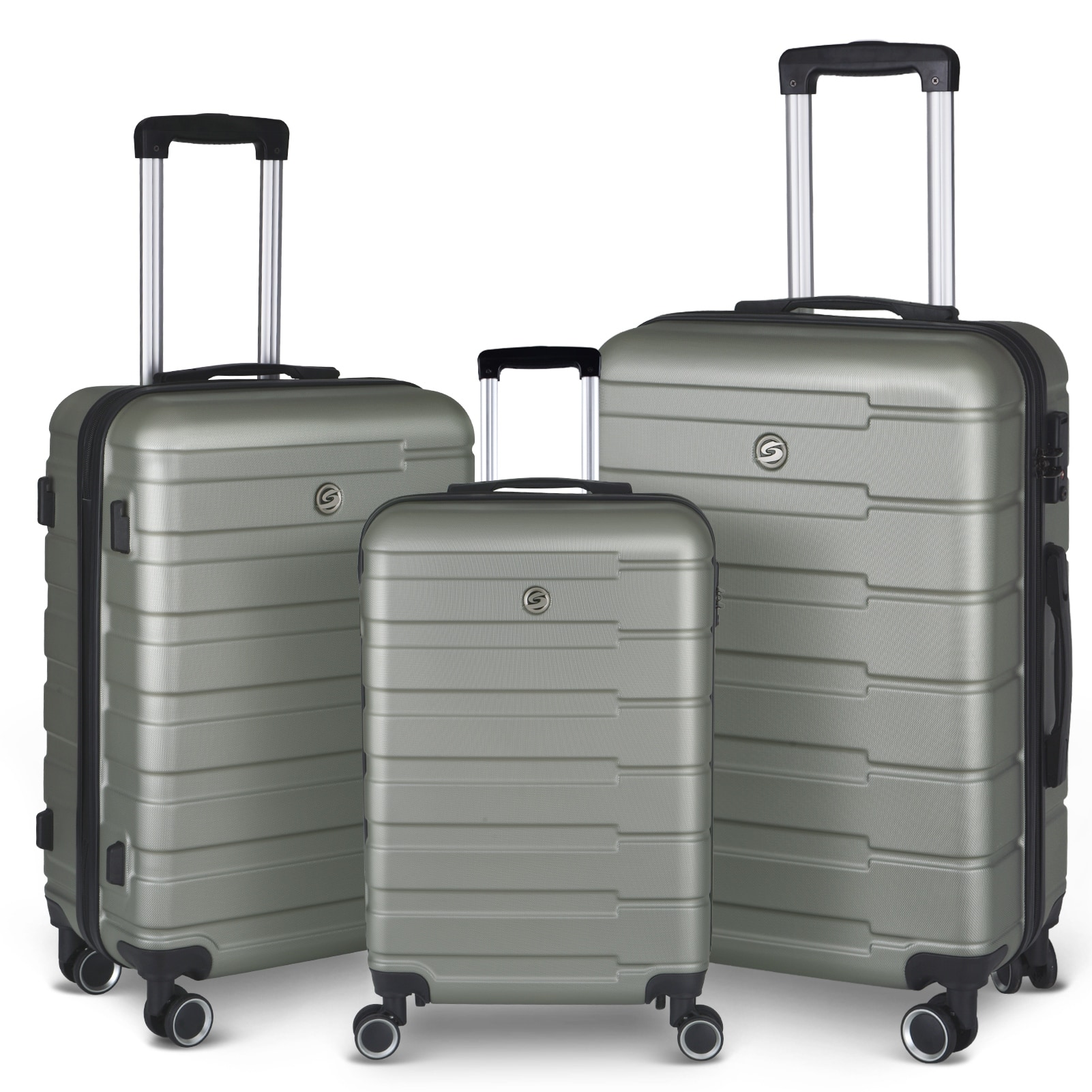 3-Piece Luggage Set Hardside Carry-on Suitcase with Spinner Wheels and ...