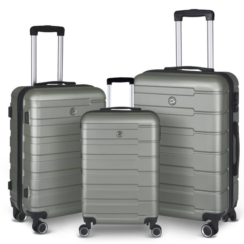 Cement Grey Luggage Sets Expandable Hardside Suitcases 3 Piece Set