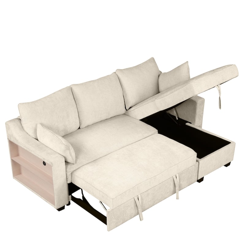 MERAX L-Shaped Couch Convertible Sofa Bed with Storage Chaise