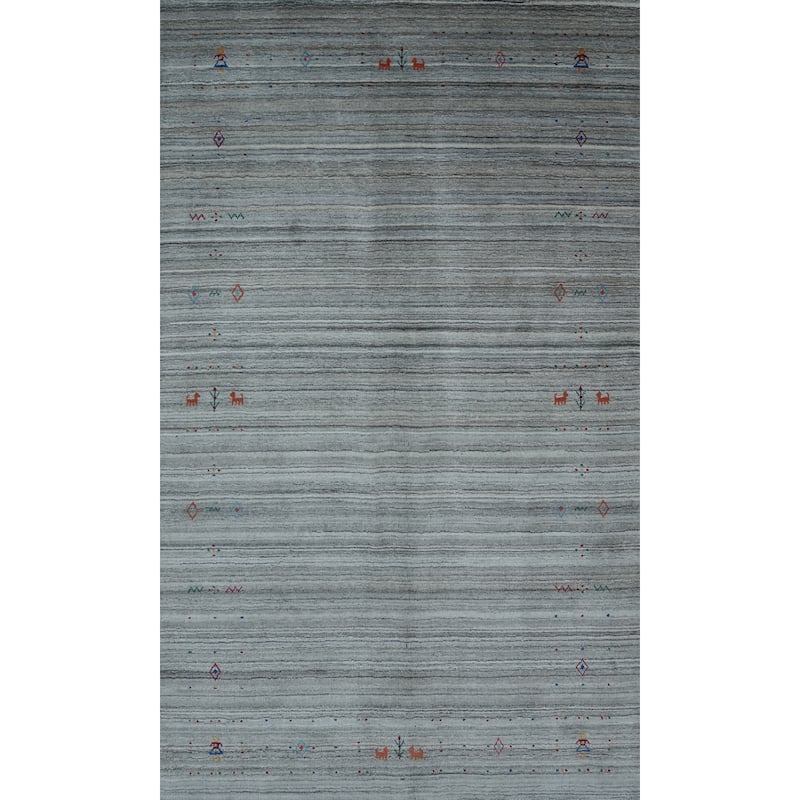 Tribal Gabbeh Indian Area Rug Hand-Knotted Wool Carpet - 4'11" x 8'1"