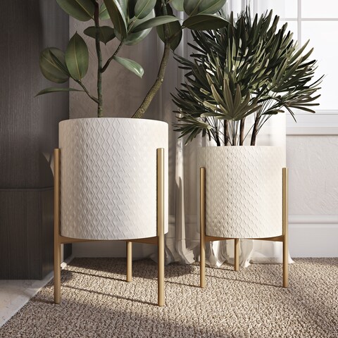 Gianna Modern White Planters (Set of 2)