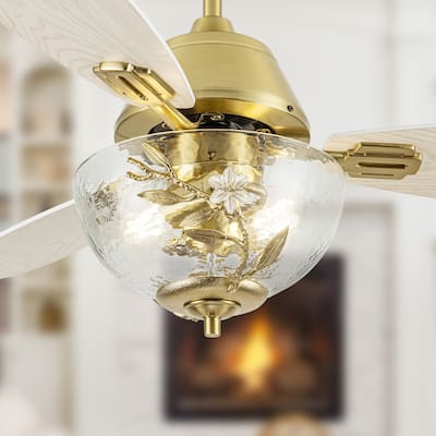 Jordan River of Goods 3-blade 42-inch Modern Indoor Ceiling Fan with Clear Glass Shade and Remote Control - 42" x 42" x 19.125"