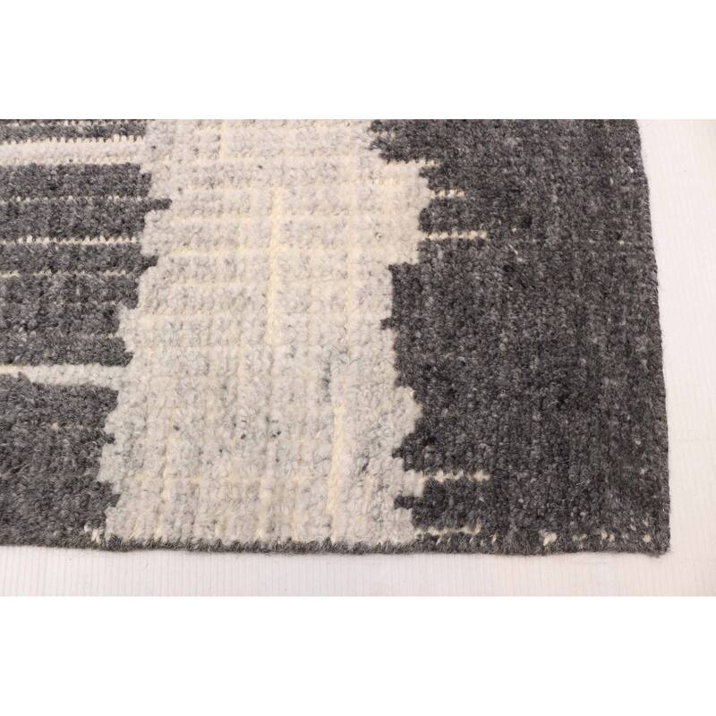 ECARPETGALLERY Hand-knotted Tangier Dark Grey Wool Rug - 4'11 x 7'10