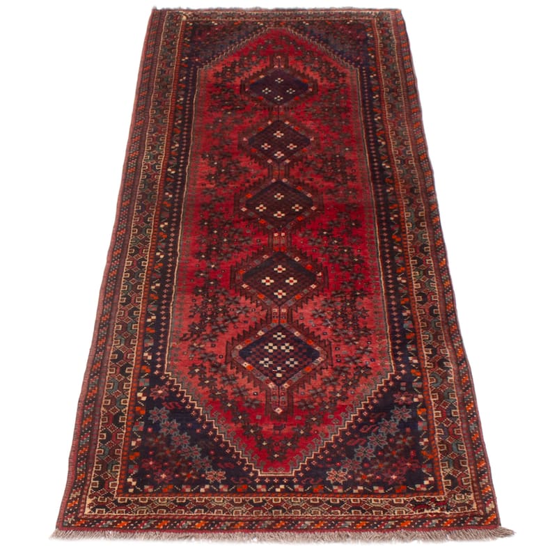 ECARPETGALLERY Hand-knotted Melis Vintage Red Wool Rug - 3'4 x 9'5