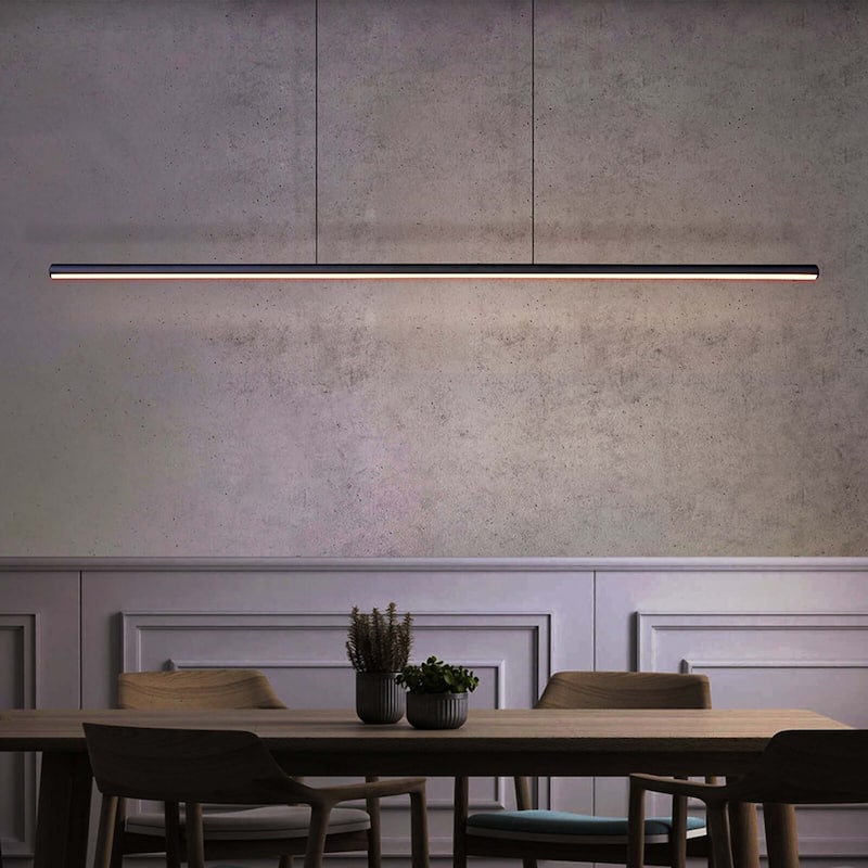 Minimalist Modern Linear Pendant Light Dimmable Integrated LED Chandelier Kitchen Island