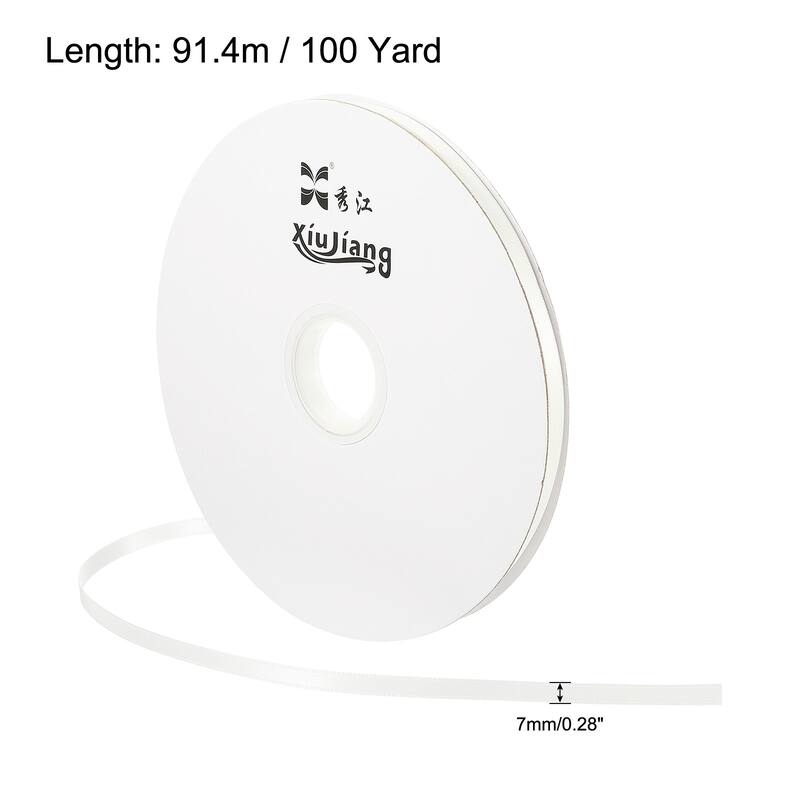 Satin Ribbon, Double Face Crafts Roll for Home DIY Wrapping Decoration - Raw White