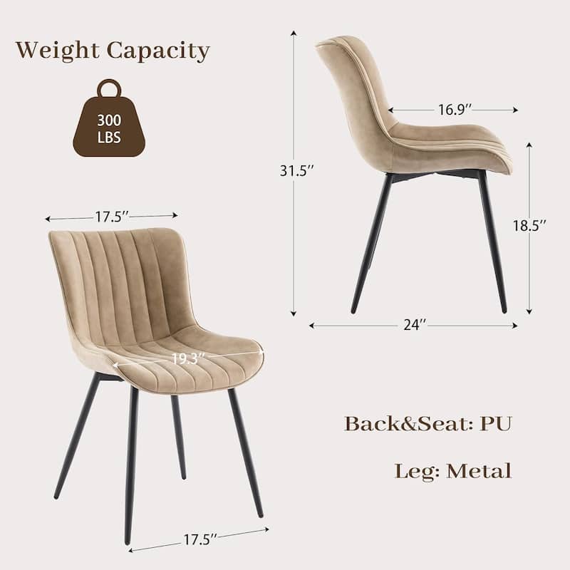 Upholstered Dining Chairs Set of 2, Mid Century Modern Armless Kitchen Chair