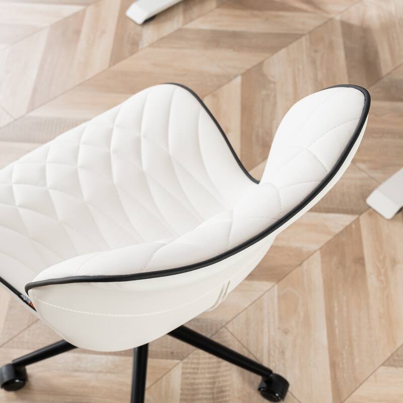 Faux Leather Office Chair with Wheels, Upholstered Task Chair