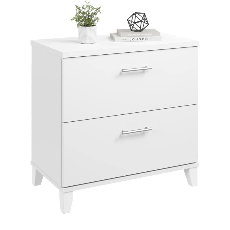 Bush Furniture Somerset 2 Drawer Lateral File Cabinet with Storage - White