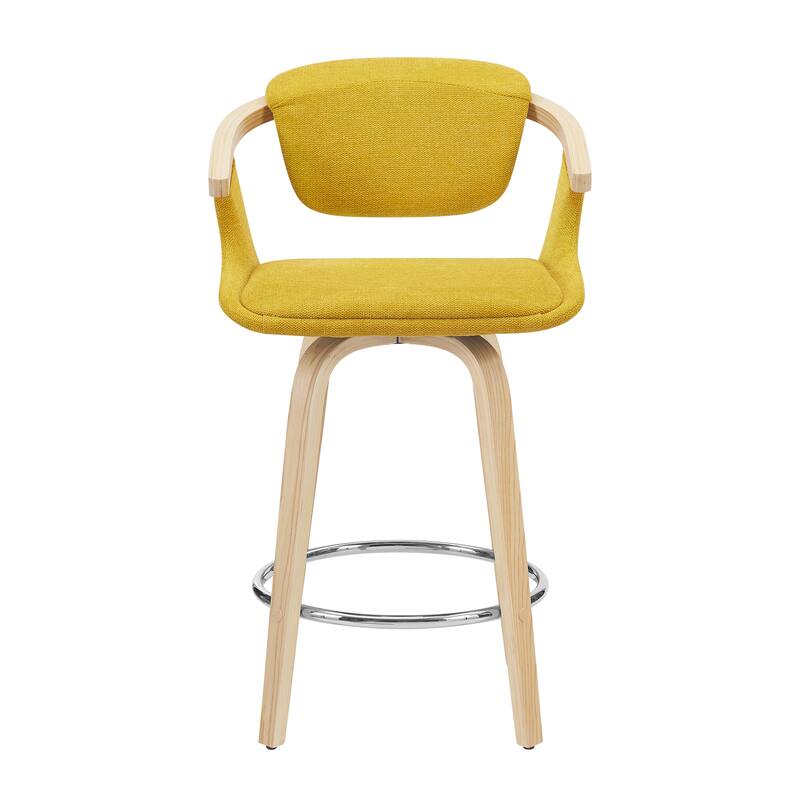 Art Leon Poplar Wood and Upholstered Swivel Barstool
