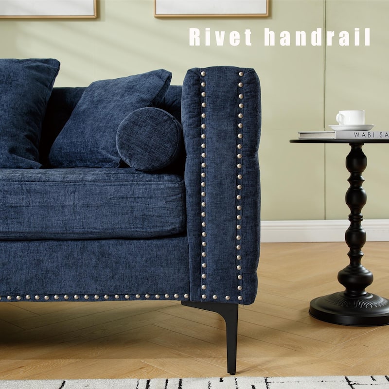 Chenille Modular Sofa with Storage Footstool - 4 Seater Couch