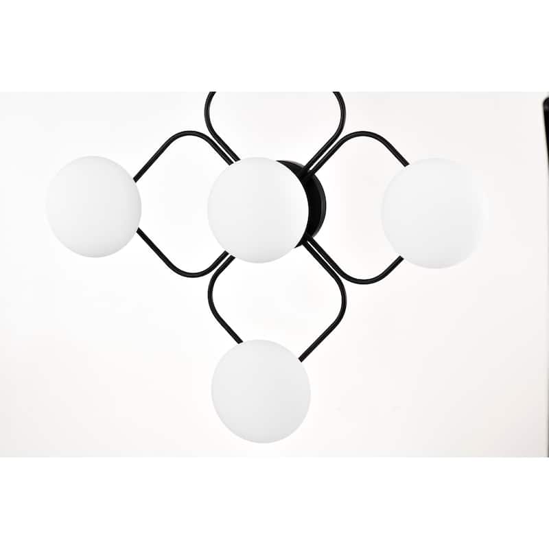 Camris 5-Light Matte Black Chandelier Frosted Glass Shades
