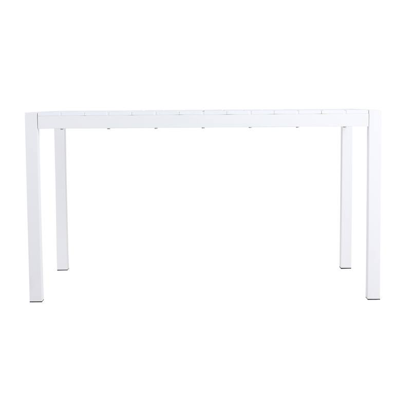 55 Inch White Modern Long Table - Indoor/Outdoor Multi-Purpose Dining Table, Patio Table, Garden Table - Lightweight PP Tabletop