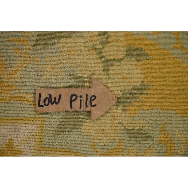 Flat-Weave Vegetable Dye Savonnerie Runner Rug Wool Carpet - 4'3" x 10'1"