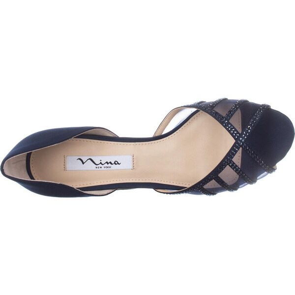 navy peep toe kitten heel shoes