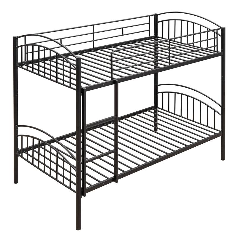 Twin Over Twin Steel Bunk Bed with Guardrails