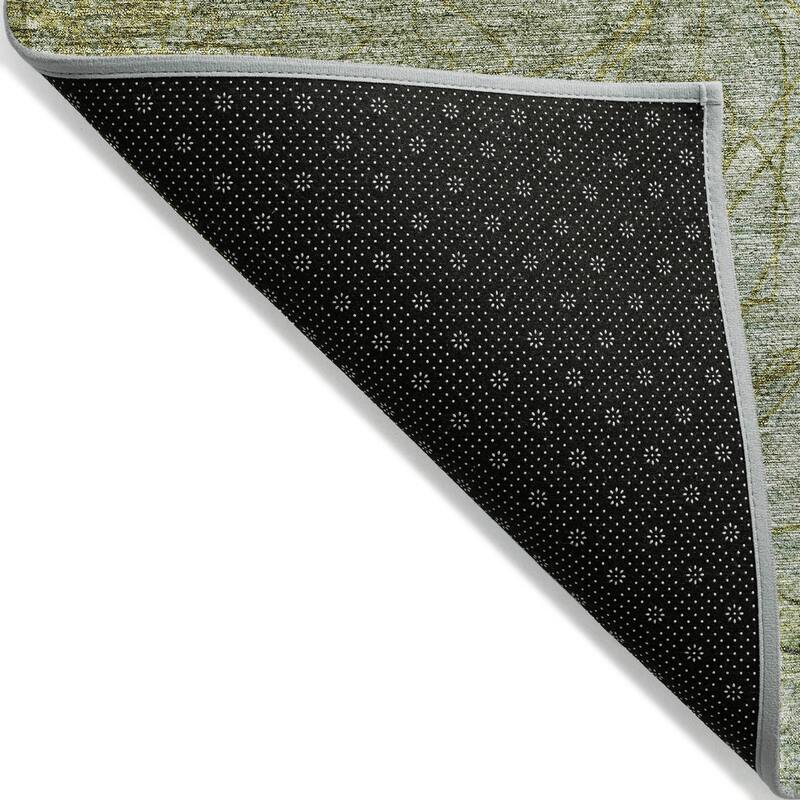 Machine Washable Indoor/ Outdoor Contemporary Floral Chantille Rug