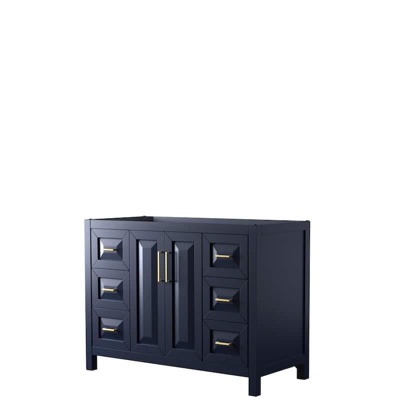 Daria 48-inch Single Vanity, No Top, No Mirror - Dark Blue, Gold Trim, No Top