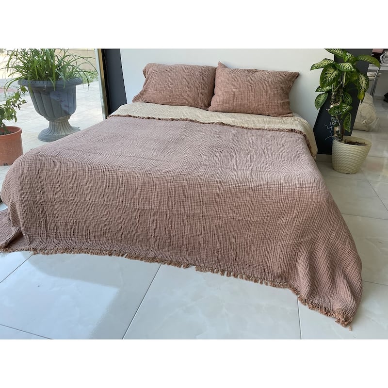 Muslin Blanket 4 Layers, Soft Bedspread, Turkish Cotton Muslin Bed