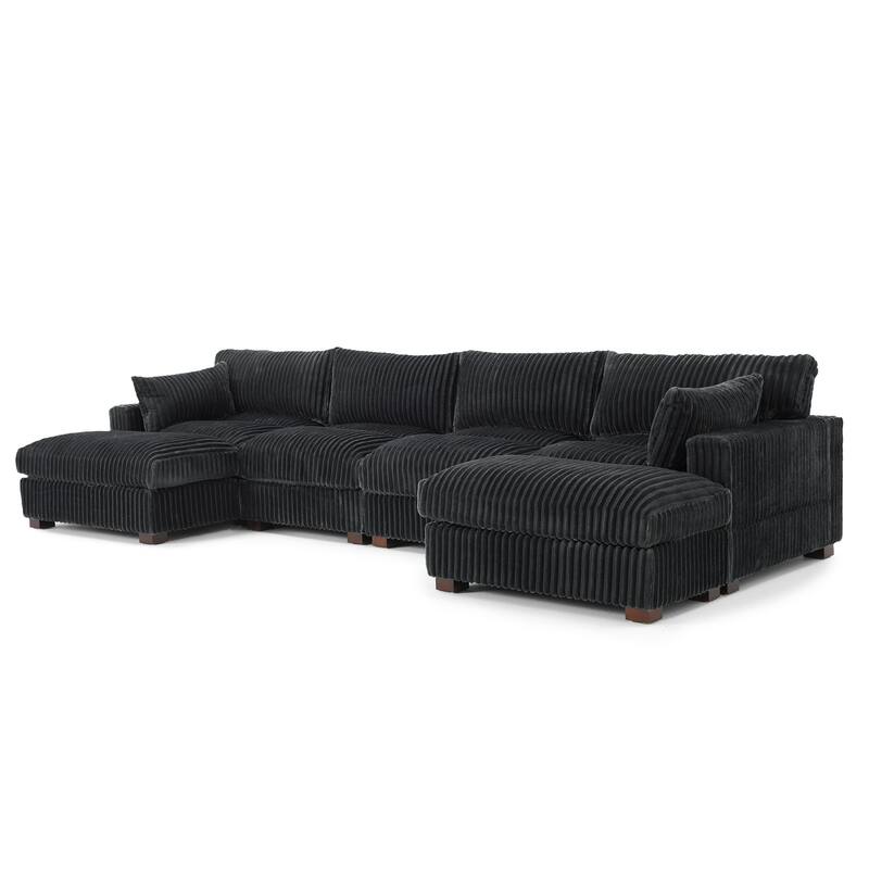 Modren Plush Oversized Modular Sectional Sofa Set with Chaise&Ottoman.