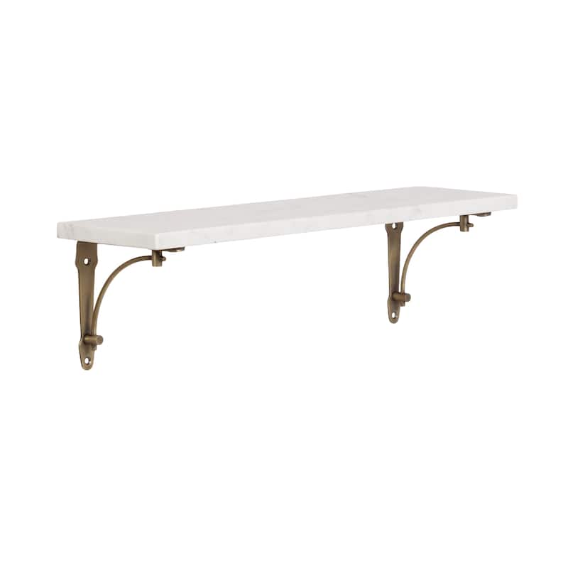 Kate and Laurel Hatley Marble Wall Shelf - 20" - 20" - White/Gold