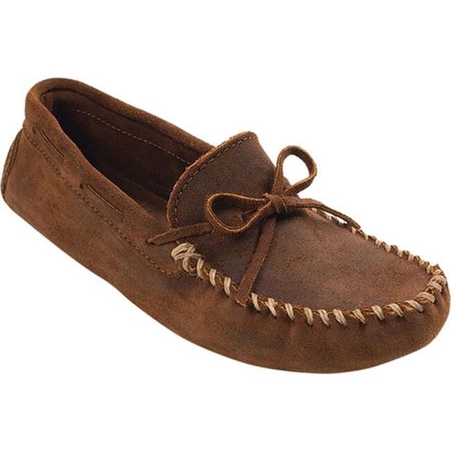 Shop Minnetonka Men S Original Cowhide Driving Moc Brown Ruff