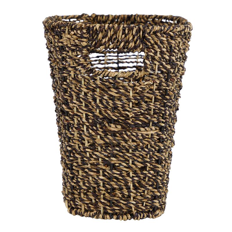 Seagrass Handmade Woven Single Slot Magazine Holder with Light Brown Accents - Brown - Roche River Decor - 9"W x 15"L x 13"H
