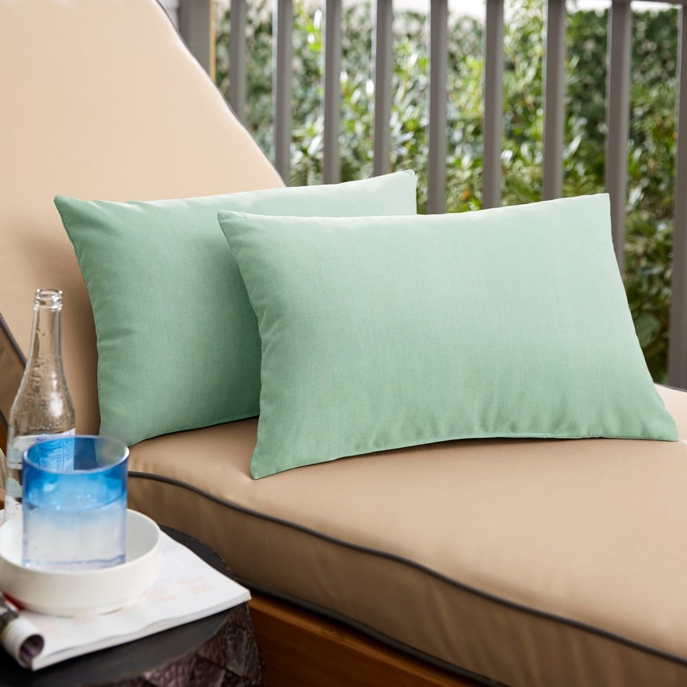 Sunbrella Canvas Spa Blue Indoor/Outdoor Knife Edge Pillow (Set of 2)