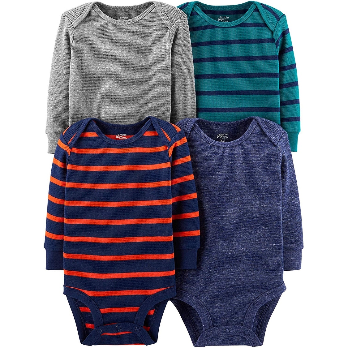 Simple Joys by Carters Baby-Jungen 4-Pack Soft Thermal Long Sleeve Bodysuits 4er-Pack