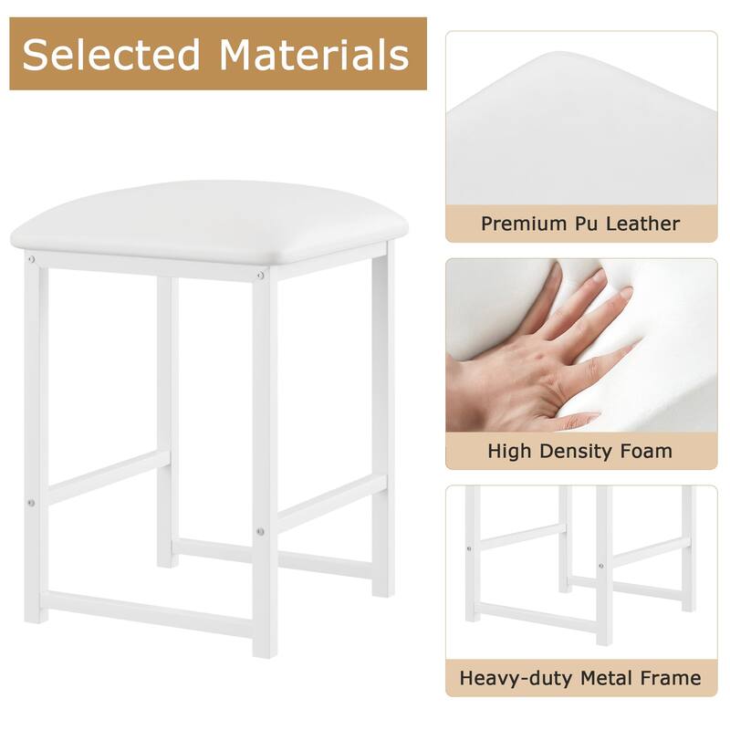 VECELO 5-Piece Dining Table Set with Black PU Leather Stools Space-Saving Rectangle Dining Set for Small Spaces Apartments