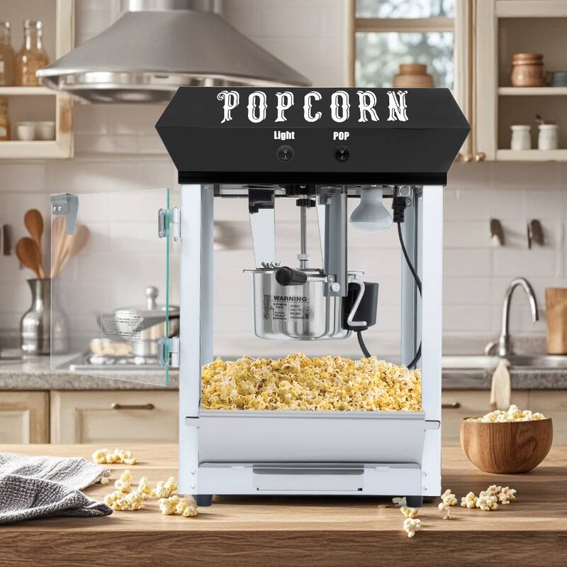 Bar Style Popcorn Machine, 6-Ounce Popcorn Maker Popper - Black
