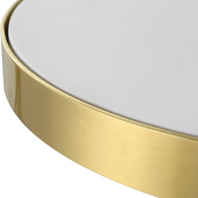 Wooden Round Top Accent End Table - 24" - White and Gold