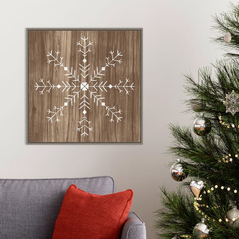 Barnwood Wonderland I Snowflake by June Erica Vess Framed Canvas Wall Art