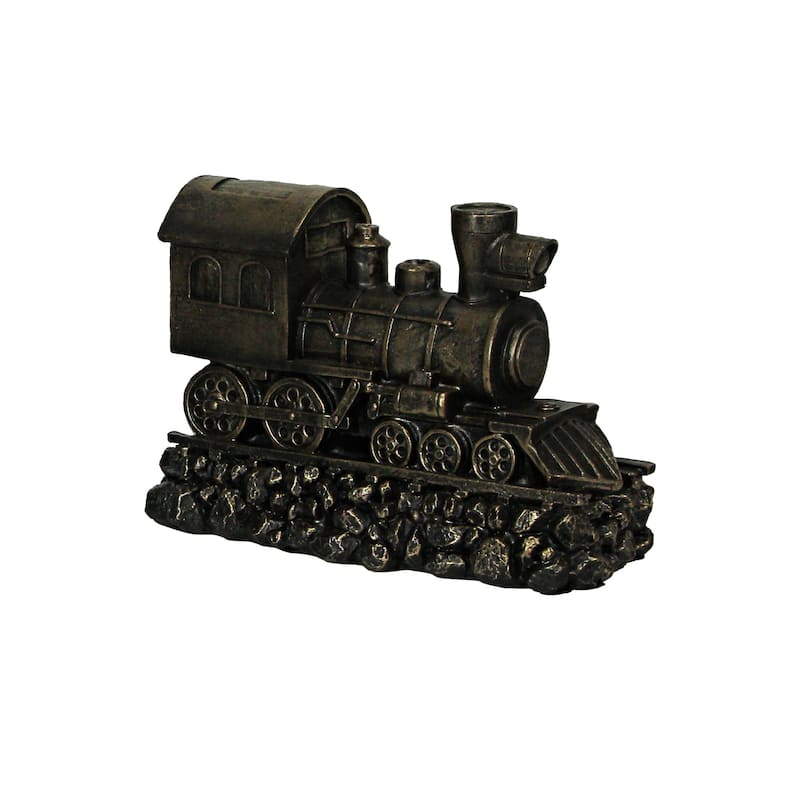 Zeckos Bronze Finish Resin Steam Locomotive Train Bookends (Set Of 2) - 6.25 X 9.25 X 4.25 inches