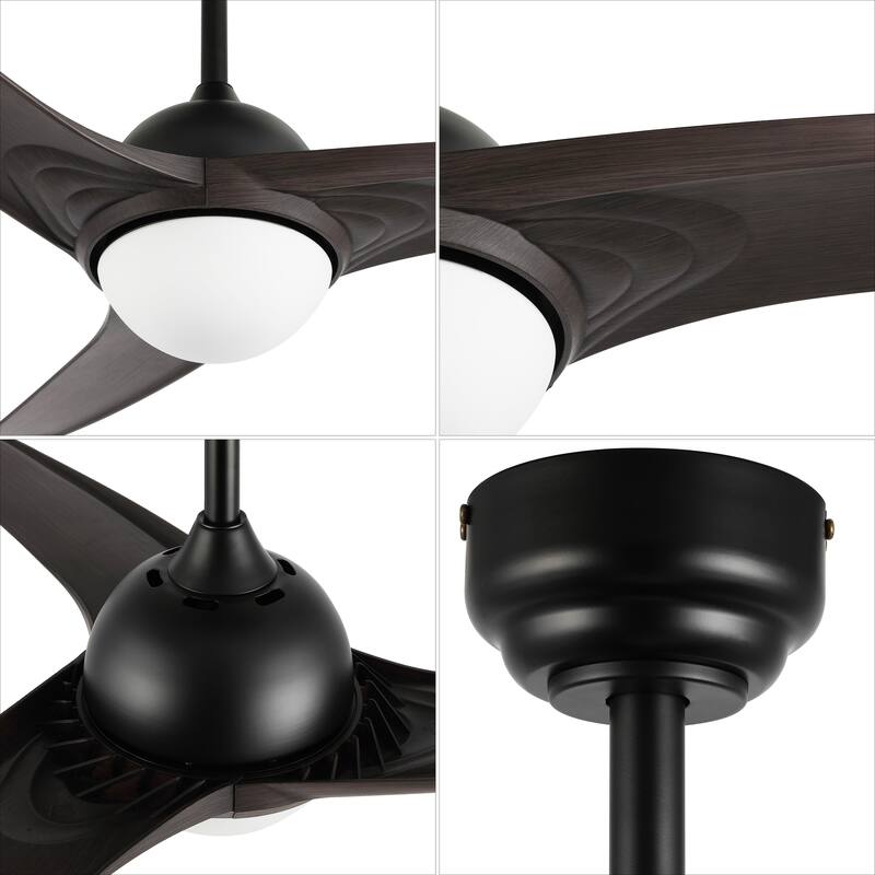 Aviator 52" 1-Light Industrial Iron/Plastic Mobile-App/Remote-Controlled 6-Speed Propeller LED Ceiling Fan, by JONATHAN Y